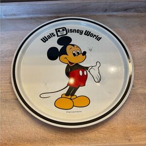 Walt Disney World Mickey Mouse Tin Tray Souvenir Metal Plate 10.5” vintage‎